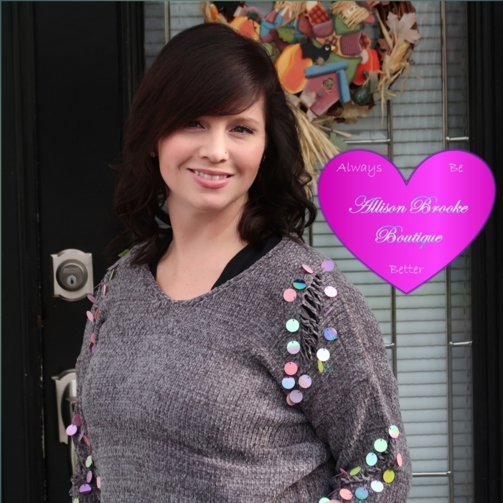 Charcoal Gray Sequin Distressed Sweater Embellished Knit S/M M/L - Picture 2 of 7